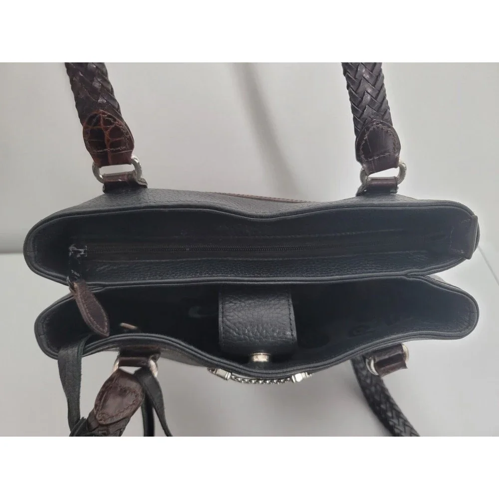 Brighton Black Pebbled Leather Purse Handbag Hobo 2 Compartments Heart w/Case